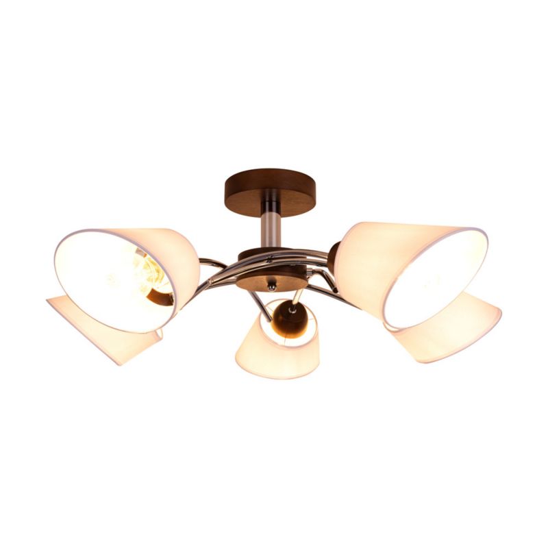 Drewniana Lampa Sufitowa SPOT Light  5xE27 Max.40W Drewno Bukowe Orzechowe FSC z Białą Tkaniną, 1 szt.