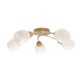 Drewniana Lampa Sufitowa SPOT Light  5xE27 Max.60W Naturalna Brzoza FSC z Białym Szkłem, Polski Producent, 1 szt.