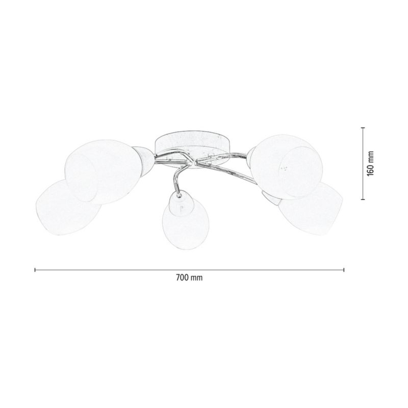 Drewniana Lampa Sufitowa SPOT Light  5xE27 Max.60W Naturalna Brzoza FSC z Białym Szkłem, Polski Producent, 1 szt.