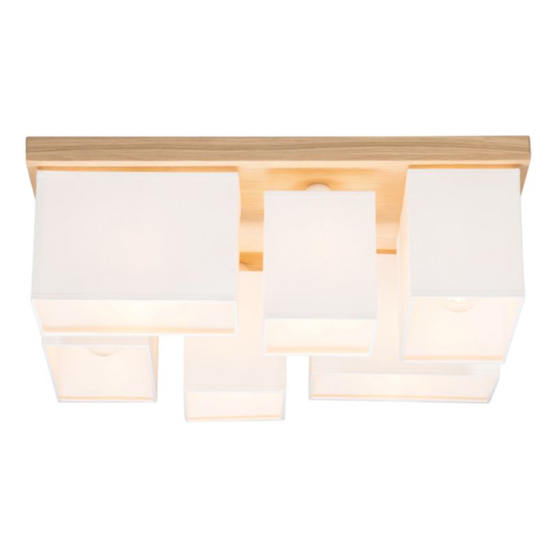Drewniana Lampa Sufitowa  SPOT Light 6xE27 Max.25W Dąb Olejowany FSC w Połączeniu z Białymi Abażurami, 1 szt.