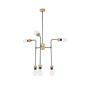 Drewniana Lampa Sufitowa SPOT Light 6xE27 Max.40W Dąb Olejowany FSC z Akcentami Czerni, Polski Producent, 1 szt.