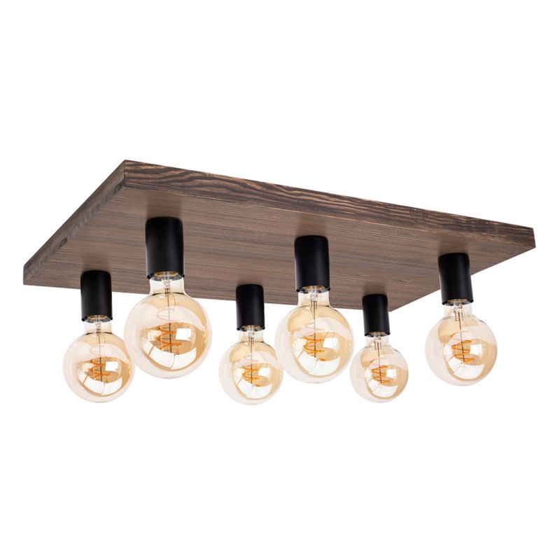 Drewniana Lampa Sufitowa SPOT Light  6xE27 Max.60W Sosna Bejcowana Orzechowa FSC, Polski Producent, 1 szt.