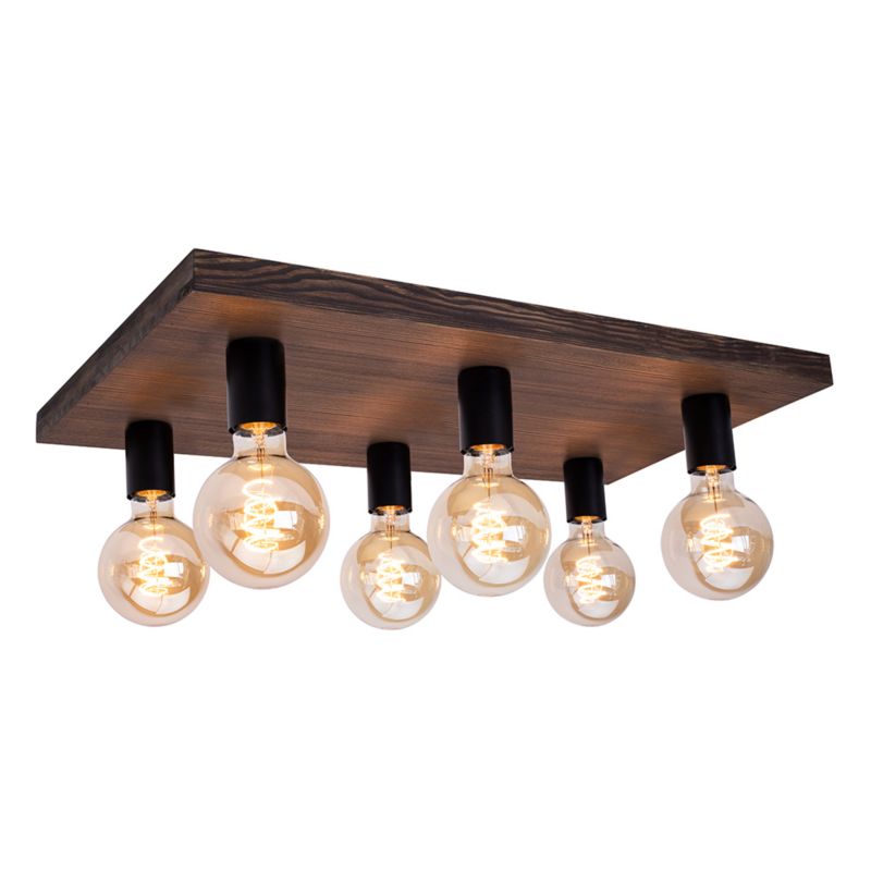Drewniana Lampa Sufitowa SPOT Light  6xE27 Max.60W Sosna Bejcowana Orzechowa FSC, Polski Producent, 1 szt.