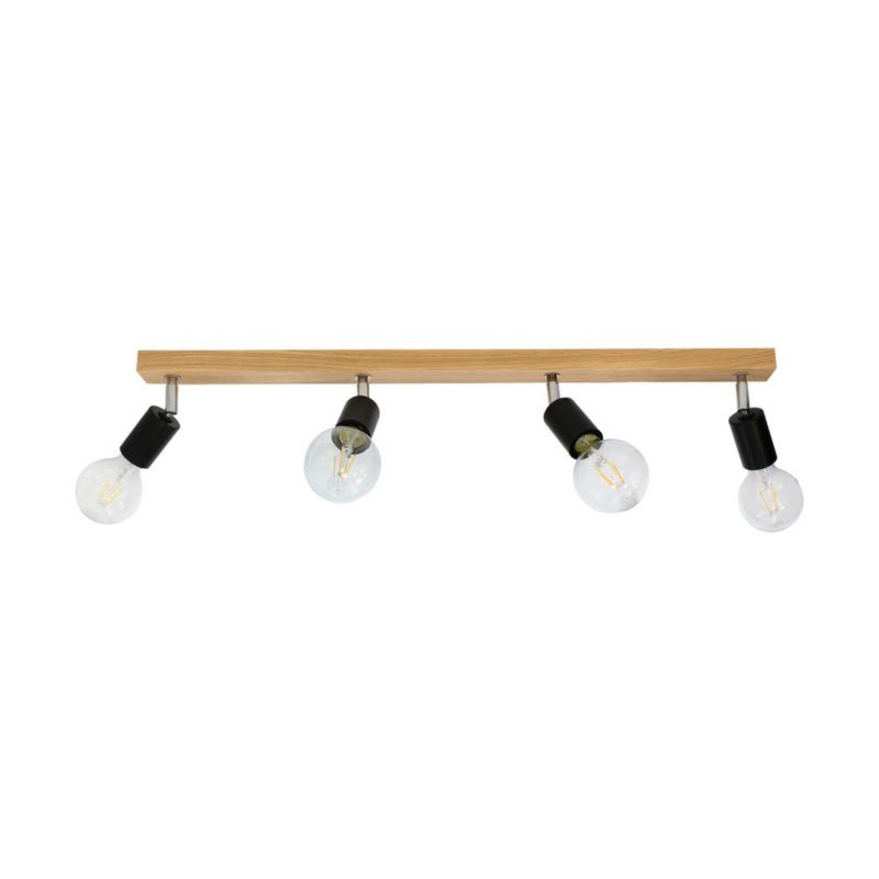 Drewniana Lampa Sufitowa SPOT Light Elmo 4xE27 Max.25W Dąb Olejowany FSC z Czarnym Metalem, Polski Producent, 1 szt.