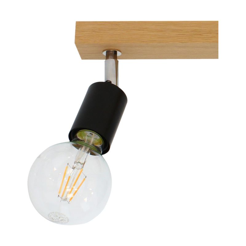 Drewniana Lampa Sufitowa SPOT Light Elmo 4xE27 Max.25W Dąb Olejowany FSC z Czarnym Metalem, Polski Producent, 1 szt.