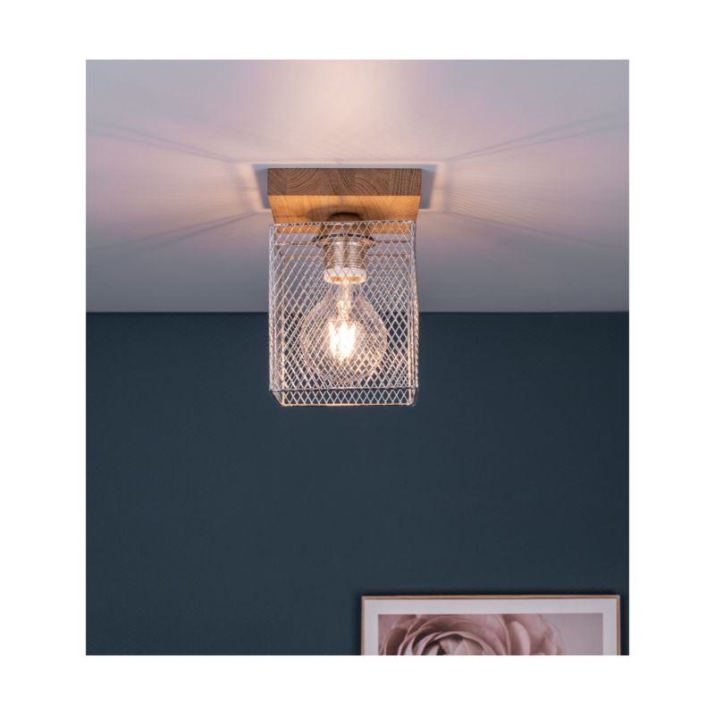 Drewniana Lampa Sufitowa SPOT Light Norman 1xE27 Max.25W Dąb Olejowany FSC z Akcentem Chromu, Polski Producent, 1 szt.