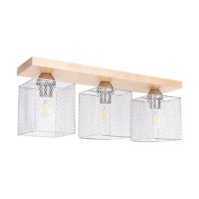 Drewniana Lampa Sufitowa SPOT Light Norman 3xE27 Max.25W Naturalna Brzoza FSC z Akcentem Chromu, Polski Producent 1 szt.