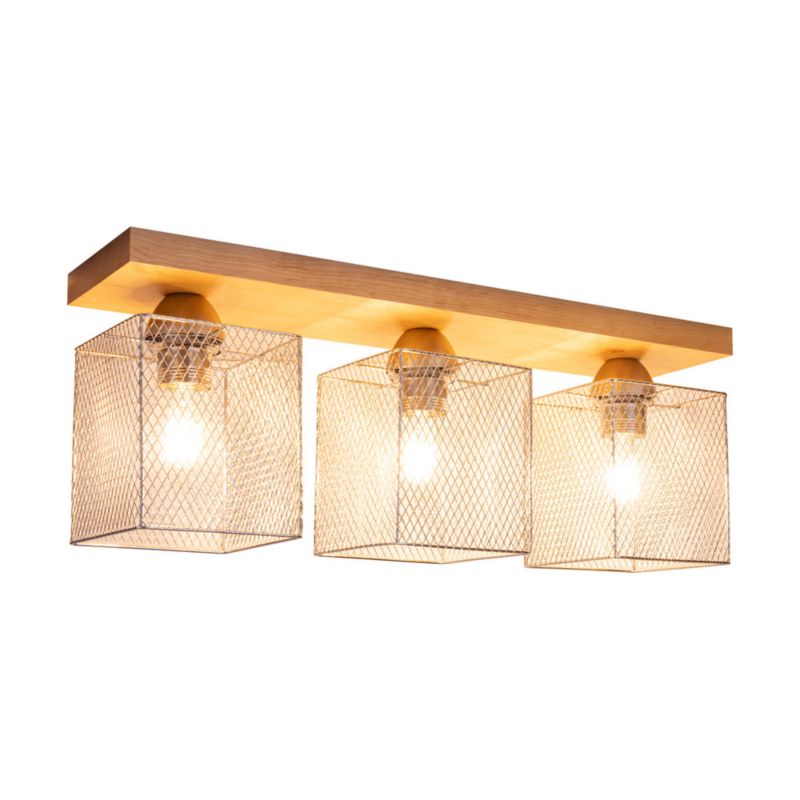 Drewniana Lampa Sufitowa SPOT Light Norman 3xE27 Max.25W Naturalna Brzoza FSC z Akcentem Chromu, Polski Producent 1 szt.