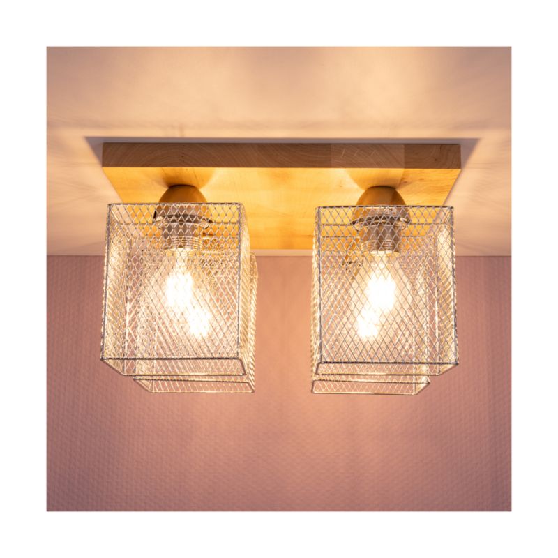 Drewniana Lampa Sufitowa SPOT Light Norman 4xE27 Max.25W Naturalna Brzoza FSC z Akcentem Chromu, Polski Producent 1 szt.