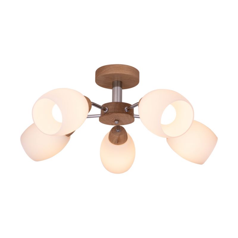 Drewniana Lampa Sufitowa SPOT Light Parma 5xE27 Max.60W Dąb Olejowany FSC z Białym Szkłem, Polski Producent, 1 szt.