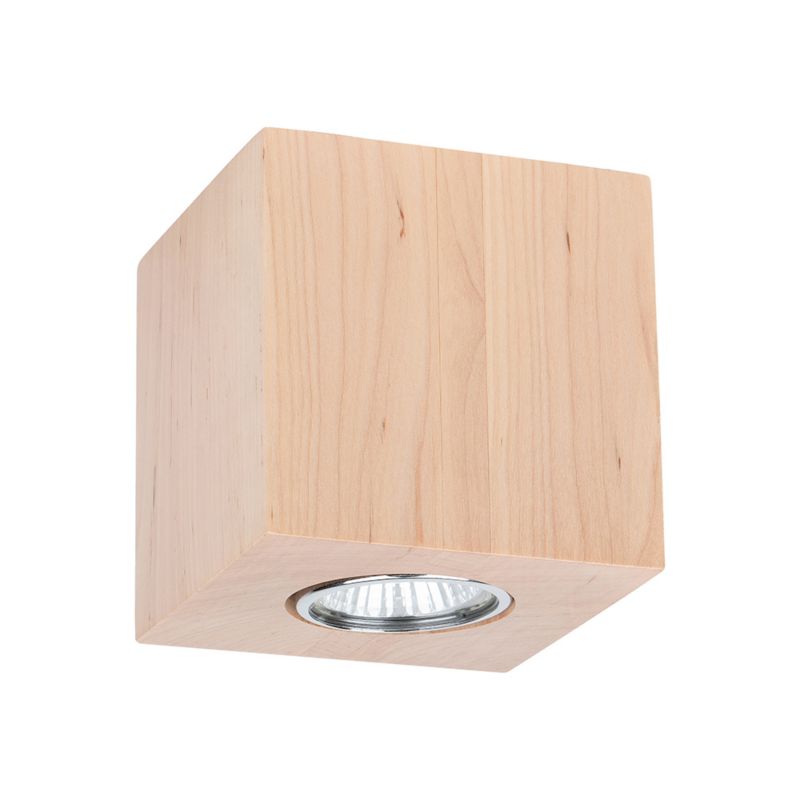 Drewniana Lampa Sufitowa SPOT Light  Square 1xGU10 Max.6W Naturalna Brzoza FSC, Polski Producent, 1 szt.
