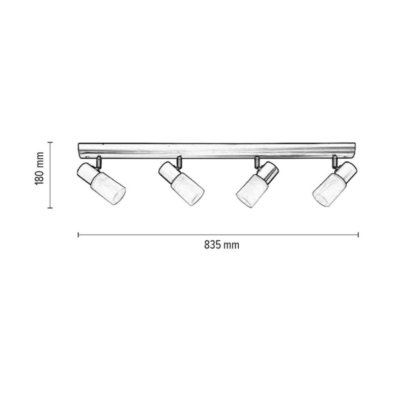 Drewniana Lampa Sufitowa Wenge SPOT Light 4xE14 Max.40W  z Białymi Szklanymi Kloszami, Polski Producent, 1 szt.
