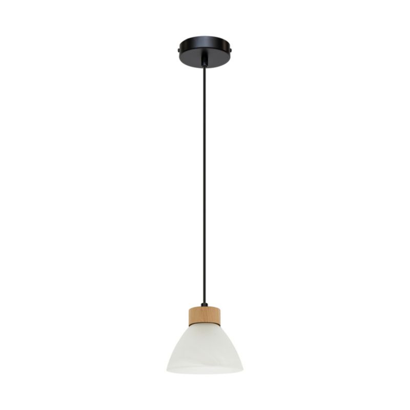 Drewniana Lampa Wisząca SPOT Light  1xE14 Max.40W Dąb Olejowany FSC z Białym Szkłem i Akcentem Czerni, 1szt.