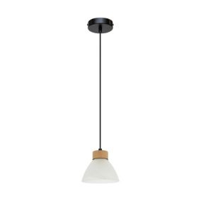 Drewniana Lampa Wisząca SPOT Light  1xE14 Max.40W Dąb Olejowany FSC z Białym Szkłem i Akcentem Czerni, 1szt.