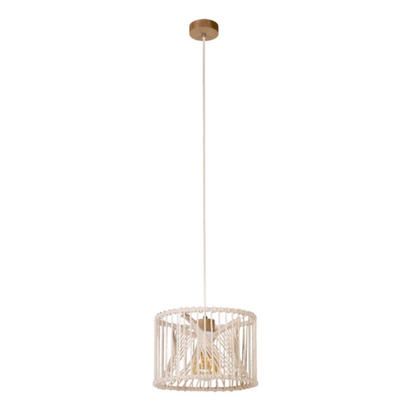 Drewniana Lampa Wisząca SPOT Light 1xE27 15W LED Dąb Olejowany FSC, Bawełniany Pleciony Sznurek, 1 szt.