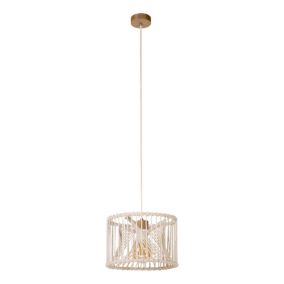 Drewniana Lampa Wisząca SPOT Light 1xE27 15W LED Dąb Olejowany FSC, Bawełniany Pleciony Sznurek, 1 szt.
