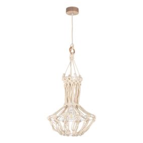 Drewniana Lampa Wisząca SPOT Light 1xE27 15W LED Dąb Olejowany FSC w Połączeniu z Bawełnianym Plecionym Sznurkiem 1 szt.