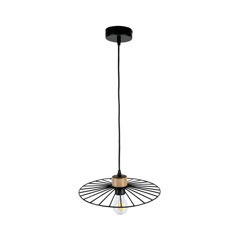 Drewniana Lampa Wisząca SPOT Light  1xE27 60W Dąb Olejowany FSC z Akcentem Czerni, Polski Producent, 1szt.