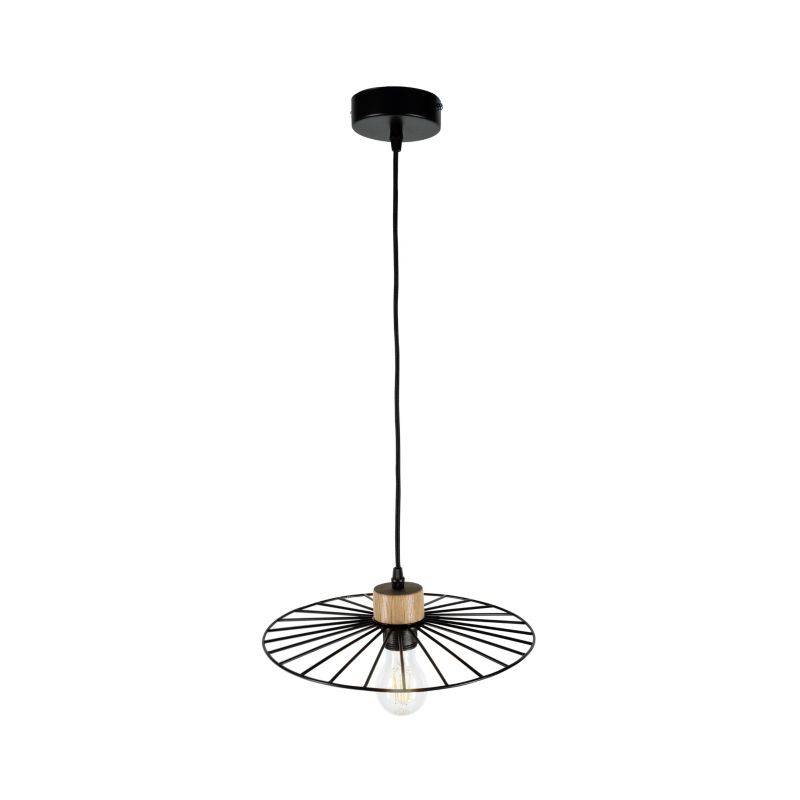 Drewniana Lampa Wisząca SPOT Light  1xE27 60W Dąb Olejowany FSC z Akcentem Czerni, Polski Producent, 1szt.
