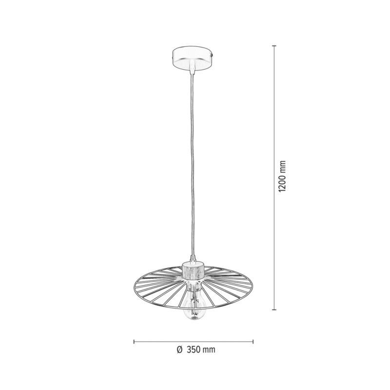 Drewniana Lampa Wisząca SPOT Light  1xE27 60W Dąb Olejowany FSC z Akcentem Czerni, Polski Producent, 1szt.