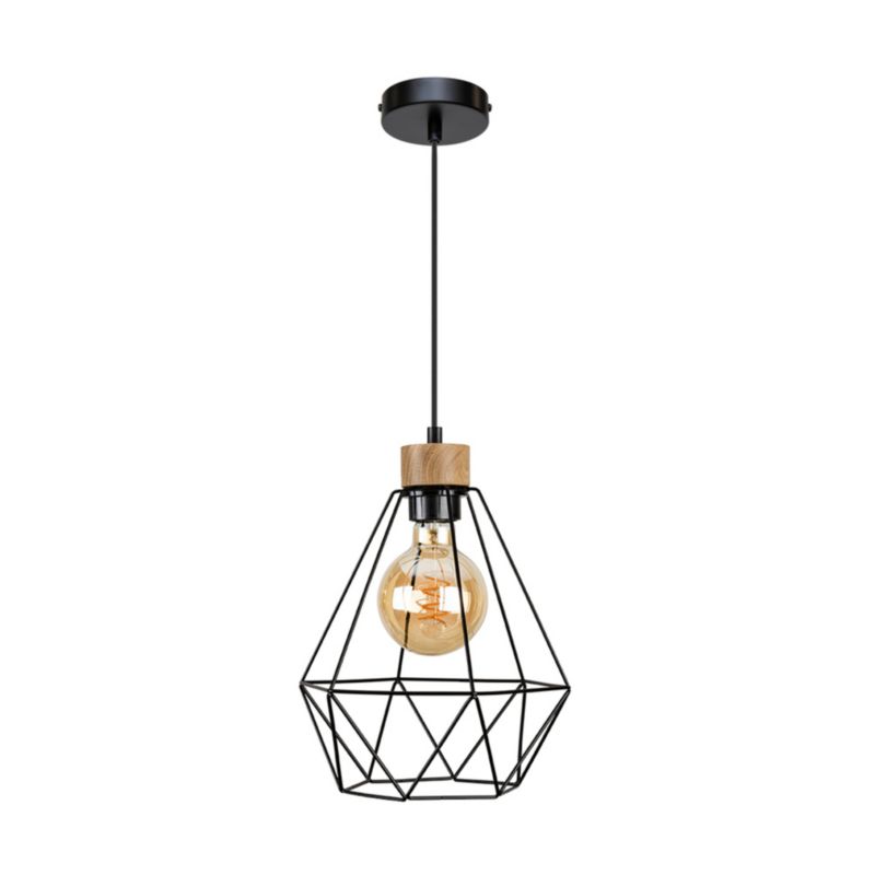 Drewniana Lampa Wisząca SPOT Light  1xE27 60W Dąb Olejowany FSC z Dodatkiem Czerni, Polski Producent, 1szt.