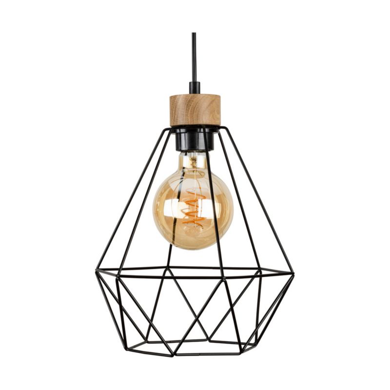 Drewniana Lampa Wisząca SPOT Light  1xE27 60W Dąb Olejowany FSC z Dodatkiem Czerni, Polski Producent, 1szt.