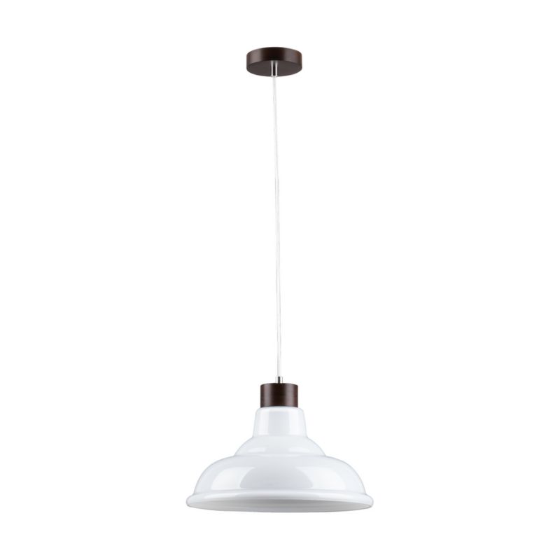 Drewniana Lampa Wisząca SPOT Light  1xE27 60W Drewno Bukowe Orzechowe FSC z Białym Kloszem, Polski Producent, 1szt.