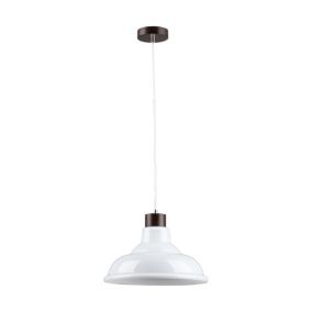 Drewniana Lampa Wisząca SPOT Light  1xE27 60W Drewno Bukowe Orzechowe FSC z Białym Kloszem, Polski Producent, 1szt.