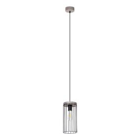 Drewniana Lampa Wisząca SPOT Light 1xE27 60W Drewno Sosnowe Szare FSC z Czarnym Kloszem, Polski Producent, 1 szt.