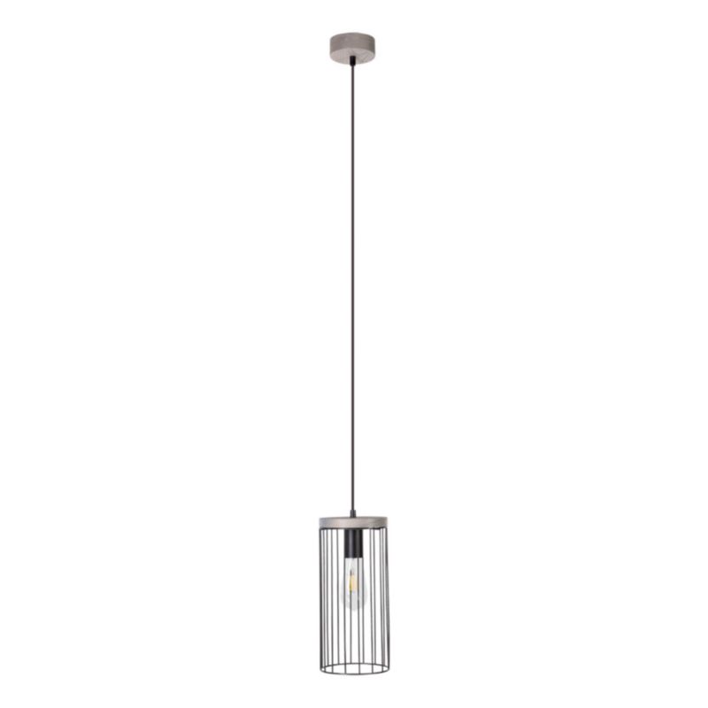 Drewniana Lampa Wisząca SPOT Light 1xE27 60W Drewno Sosnowe Szare FSC z Czarnym Kloszem, Polski Producent, 1 szt.
