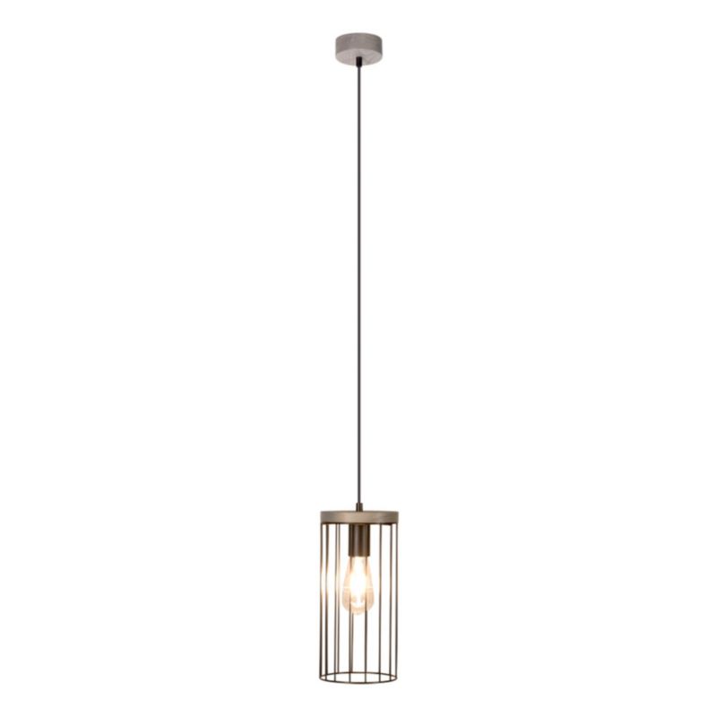 Drewniana Lampa Wisząca SPOT Light 1xE27 60W Drewno Sosnowe Szare FSC z Czarnym Kloszem, Polski Producent, 1 szt.