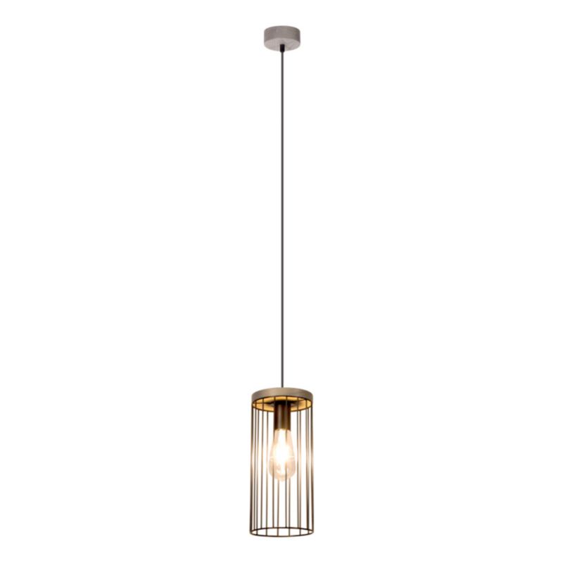 Drewniana Lampa Wisząca SPOT Light 1xE27 60W Drewno Sosnowe Szare FSC z Czarnym Kloszem, Polski Producent, 1 szt.