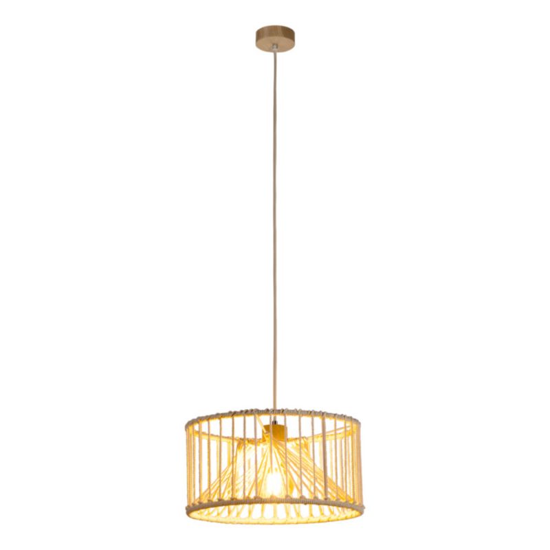 Drewniana Lampa Wisząca SPOT Light 1xE27 Max.15W LED Dąb Olejowany FSC, Kremowy Bawełniany Sznurek, 1 szt.