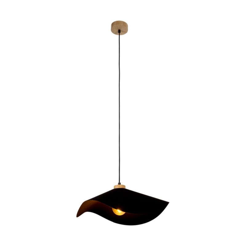 Drewniana Lampa Wisząca SPOT Light 1xE27 Max.40W Dąb Olejowany FSC w Połączeniu z Czarnym Abażurem, 1 szt.