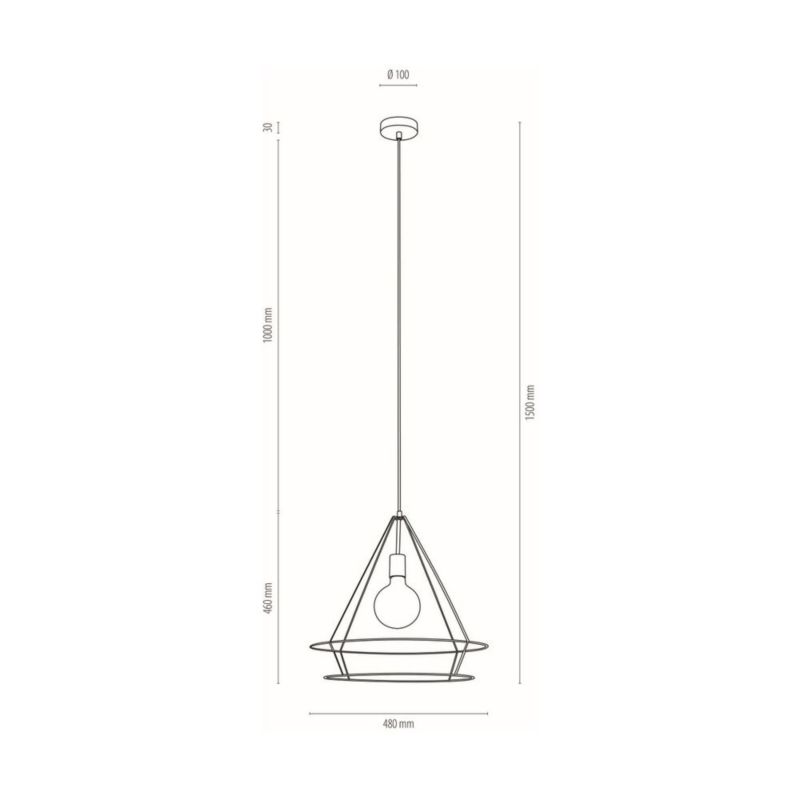Drewniana Lampa Wisząca SPOT Light 1xE27 Max.60W Dąb Olejowany FSC, Czarny Metalowy Klosz, 1 szt.
