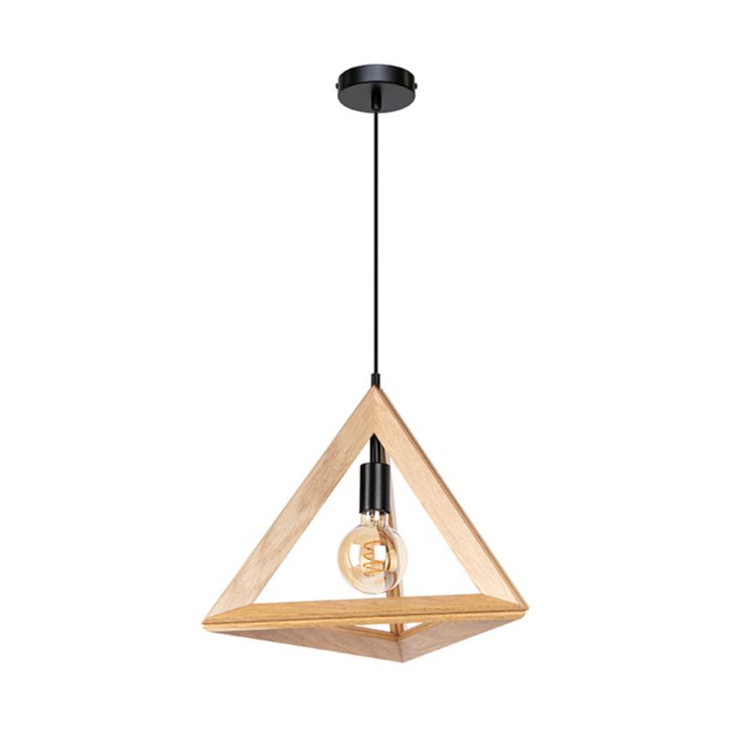 Drewniana Lampa Wisząca SPOT Light  1xE27 Max.60W Dąb Olejowany FSC, Czarny, Polski Producent, 1 szt.