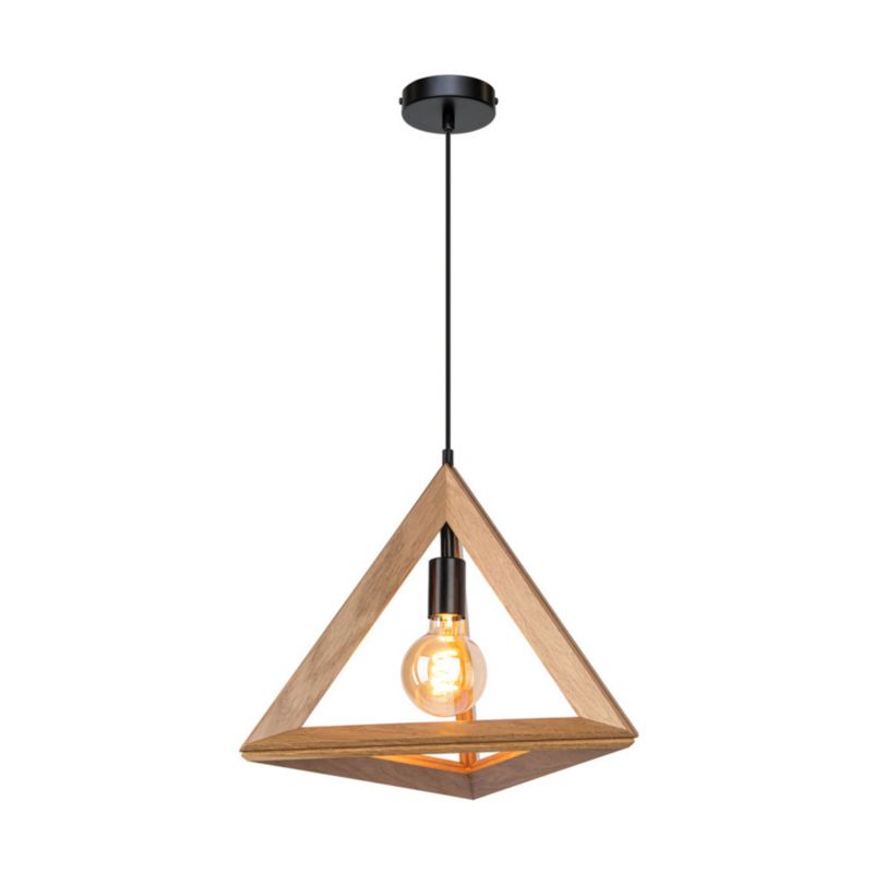 Drewniana Lampa Wisząca SPOT Light  1xE27 Max.60W Dąb Olejowany FSC, Czarny, Polski Producent, 1 szt.