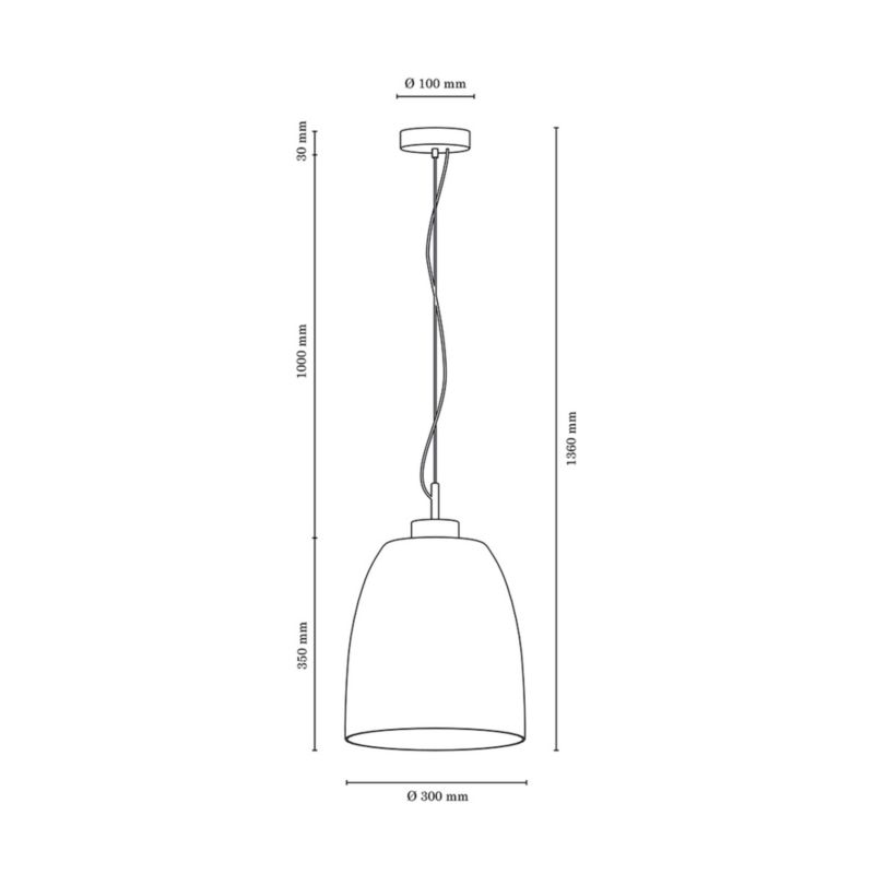 Drewniana Lampa Wisząca SPOT Light  1xE27 Max.60W Dąb Olejowany FSC, Szklany Dymiony Klosz, Polski Producent, 1szt.
