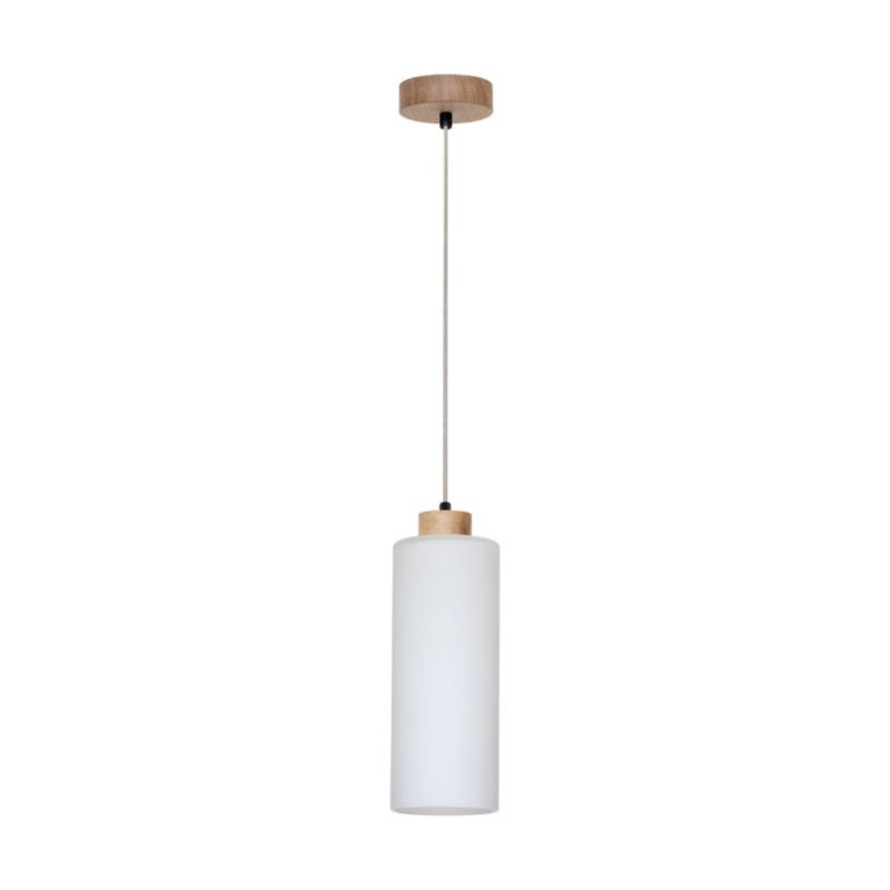 Drewniana Lampa Wisząca SPOT Light 1xE27 Max.60W Dąb Olejowany FSC w Połączeniu z Białym Szkłem, Polski Producent 1 szt.