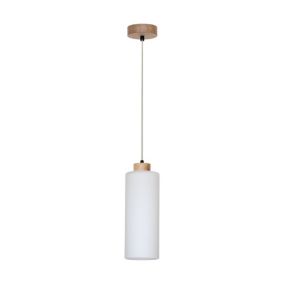 Drewniana Lampa Wisząca SPOT Light 1xE27 Max.60W Dąb Olejowany FSC w Połączeniu z Białym Szkłem, Polski Producent 1 szt.