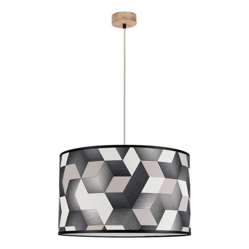 Drewniana Lampa Wisząca SPOT Light 1xE27 Max.60W Dąb Olejowany FSC, Wielokolorowy Abażur, Polski Producent, 1 szt.