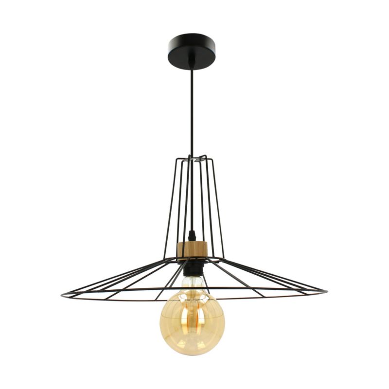 Drewniana Lampa Wisząca SPOT Light  1xE27 Max.60W Dąb Olejowany FSC z Akcentem Czerni Polski Producent, 1 szt.