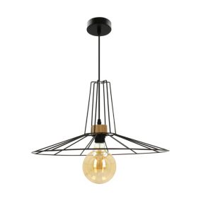 Drewniana Lampa Wisząca SPOT Light  1xE27 Max.60W Dąb Olejowany FSC z Akcentem Czerni Polski Producent, 1 szt.