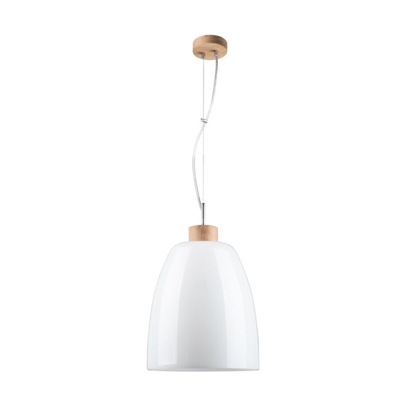 Drewniana Lampa Wisząca SPOT Light  1xE27 Max.60W Dąb Olejowany FSC z Białym Kloszem, Polski Producent, 1szt.