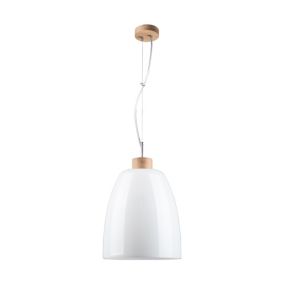 Drewniana Lampa Wisząca SPOT Light  1xE27 Max.60W Dąb Olejowany FSC z Białym Kloszem, Polski Producent, 1szt.