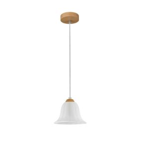 Drewniana Lampa Wisząca SPOT Light 1xE27 Max.60W Dąb Olejowany FSC z Białym Szkłem, Polski Producent, 1 szt.