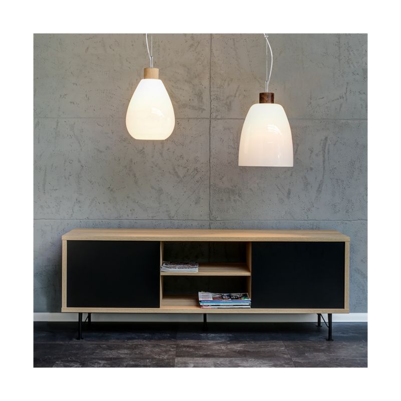 Drewniana Lampa Wisząca SPOT Light  1xE27 Max.60W Dąb Olejowany FSC z Białym Szklanym Kloszem, Polski Producent, 1szt.