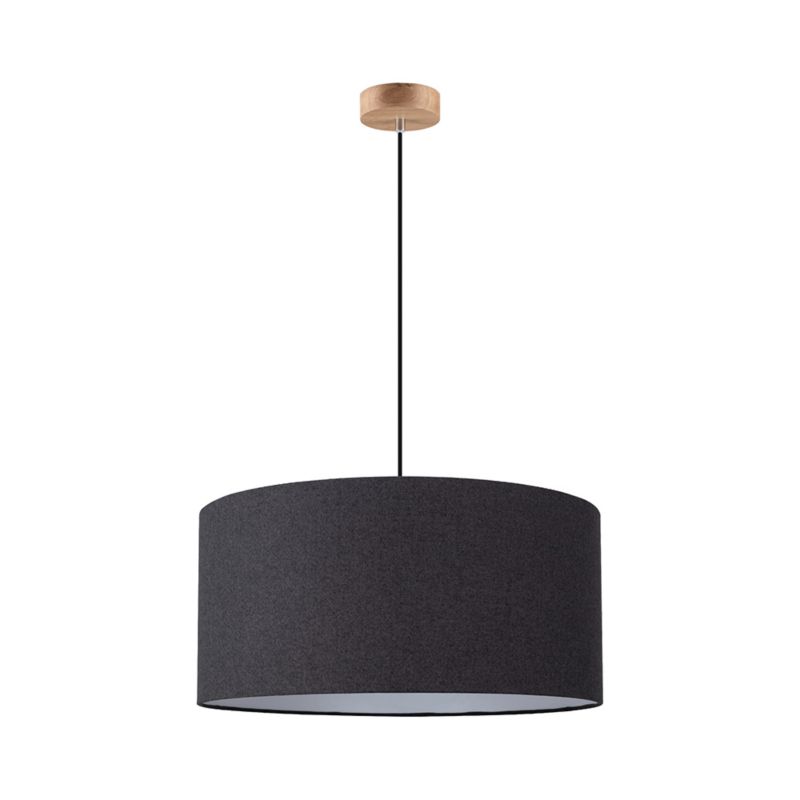 Drewniana Lampa Wisząca SPOT Light  1xE27 Max.60W Dąb Olejowany FSC z Czarną Tkaniną, Polski Producent, 1 szt.