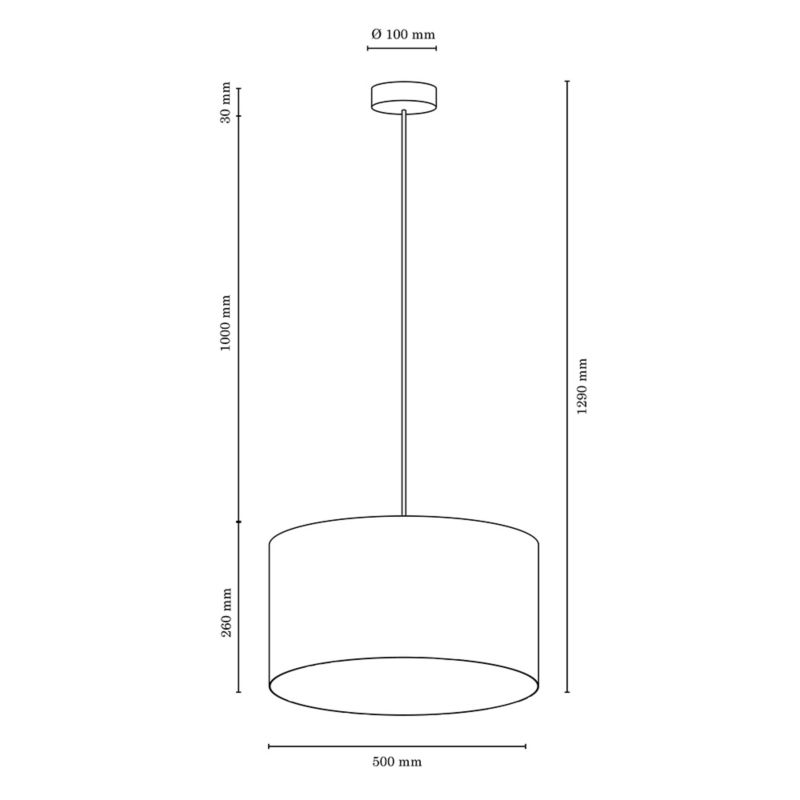 Drewniana Lampa Wisząca SPOT Light  1xE27 Max.60W Dąb Olejowany FSC z Czarną Tkaniną, Polski Producent, 1 szt.