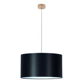 Drewniana Lampa Wisząca SPOT Light 1xE27 Max.60W Dąb Olejowany FSC z Czarnym Abażurem, Polski Producent, 1 szt.